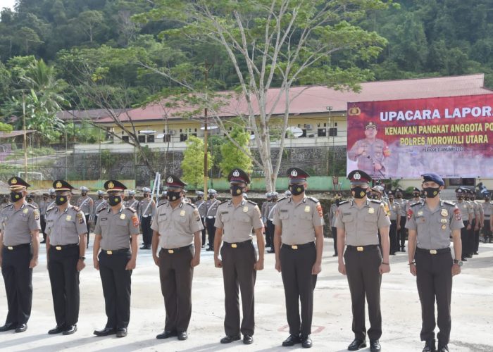 Awal tahun 2023. Dua Pamen, Dua Pama dan 23 Bintara di Polres Morowali Utara resmi Naik pangkat 