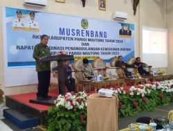 Wakil Bupati Parigi Moutong H Badrun Nggai SE Buka Kegiatan Musyawarah Perencanaan Pembangunan (MUSRENBANG) RKPD Kabupaten Parigi Moutong tahun 2024 dan Rapat Koordinasi Penanggulangan Kemiskinan Daerah Kabupaten Parigi Moutong tahun 2023