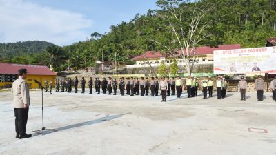 Polres Morowali Utara Gelar Apel Gabungan  Pengamanan Malam Takbiran