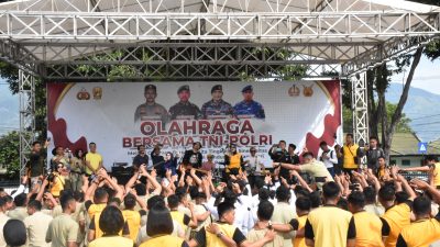 Tingkatkan Sinergitas TNI-Polri, Olahraga Bersama Hari Bhayangkara digelar di Korem 132 Tadulako