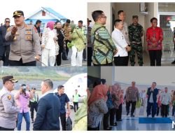 Kapolres Banggai Bersama Ketua Bhayangkari Cabang Polres Banggai.Irma Ade Nuramdani,Menyambut Kedatangan Kapolda Sulteng di Bandara
