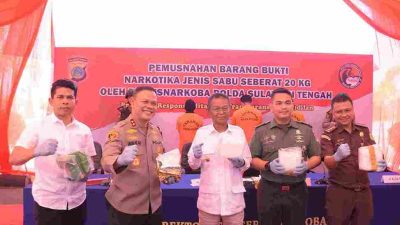 Kapolda Sulteng Pimpin Pemusnahan Sabu Seberat 20 Kg Jaringan Internasional