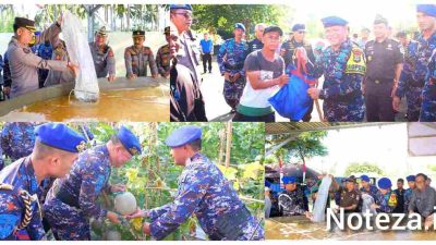 Peringati HUT Ke-73 Polairud Polri, Kapolda Sulteng Tabur Benih Ikan dan Panen Buah Melon