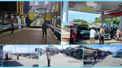 Pantau Arus Balik, Satgas Preventif Ops Lilin Polres Banggai Pengamanan di Pelabuhan Penyebrangan