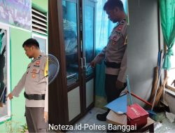 Bhabinkamtibmas Polsek Luwuk Datangi TKP Pencurian di MTS Al-Ikhlas Tontouan