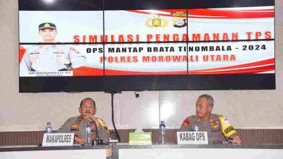 Mantapkan pengamanan di TPS. Polres Morowali Utara gelar pembekalan dan simulasi pengamanan TPS