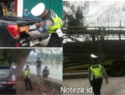 Program ” Sebar Pasang ” Satlantas Polres Banggai Aktif Tegur Kendaraan Parkir Sembarangan