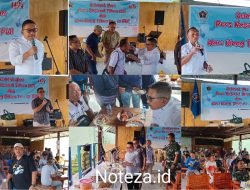 Ketua PWI Banggai mesra Saat Bupati Banggai menyuapi Potongan Nasi tumpeng.