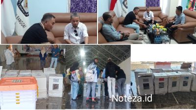 Kapolres banggai di wakili Kasat Intelkam AKP Usman cek logistik PSU pemilu 2024 di kantor KPU