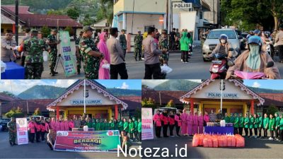 Dalam Bulan Puasa,Polsek Luwuk dan Koramil 1308/LB Perkuat Siknergitas Terlihat Saat Bagikan 360 Paket Takjil