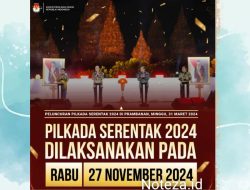 Peluncuran Pilkada serentak 2024 resmi digelar pada 31 Maret 2024 di Prambanan, Jogjakarta.