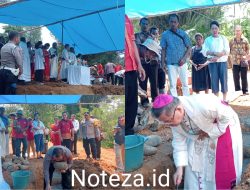 Anggota Polsek Toili Lakukan Pengamanan Kunjungan Uskup Benediktus Estephanus Rolly Untu