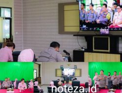 Kapolres Bersama Wakil Ketua Bhayangkari Cabang Banggai Ikuti Zoom Meeting Peresmian Gedung Kemala