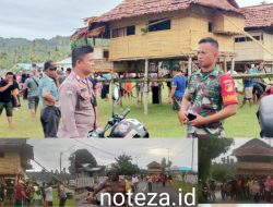 Bhabinkamtibmas Polsek Kintom Bersama Warga Gotong Royong Angkat Rumah Kebun Tempo Doeloe