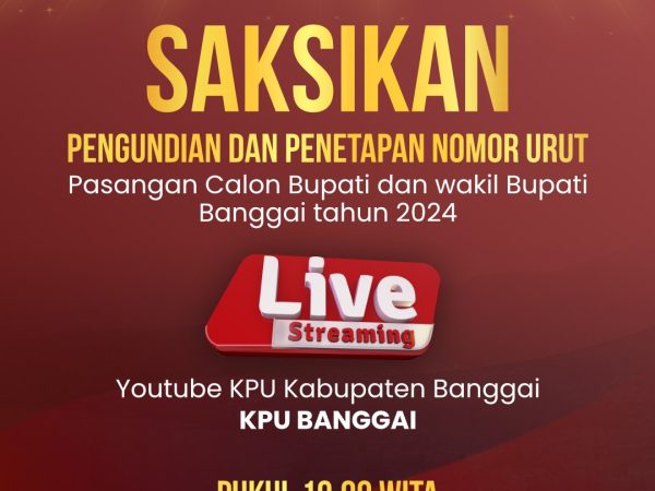 KPU Banggai Hari Ini Gelar Pencabutan Nomor Urut Pasangan Calon Bupati Banggai