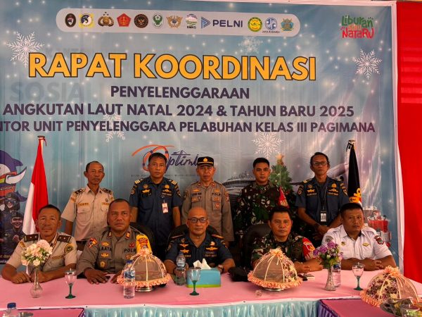 Danramil 1308-07/Pagimana Hadiri Rapat Persiapan Angkutan Laut Sambut Nataru di Pelabuhan Pagimana