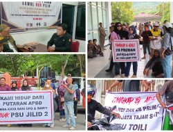 Ribuan Warga Banggai Tuntut Penegakan Hukum di PSU, DanTolak Gugatan Paslon 03 diMK